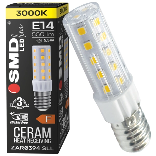 $ ŻARÓWKA E14 LED SMD WW 5,5W 550lm SLIM 0394